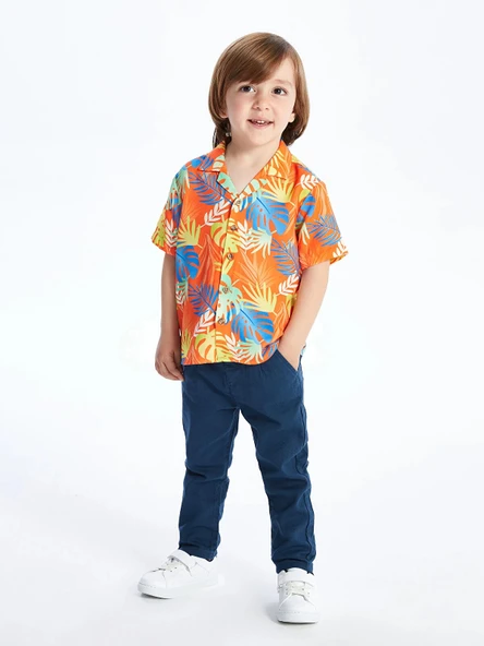 LCW Kids Indigo Basic Erkek Bebek Kemerli Pantolon ürün görseli 1