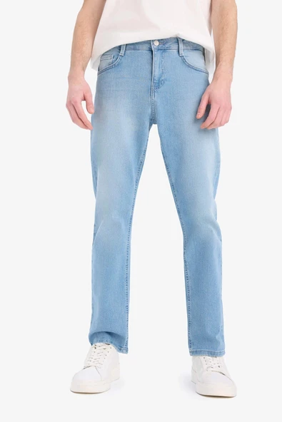 Defacto E2734 Mavi Sergio Regular Fit Normal Kalıp Normal Bel Boru Paça Jean Pantolon ürün görseli 1