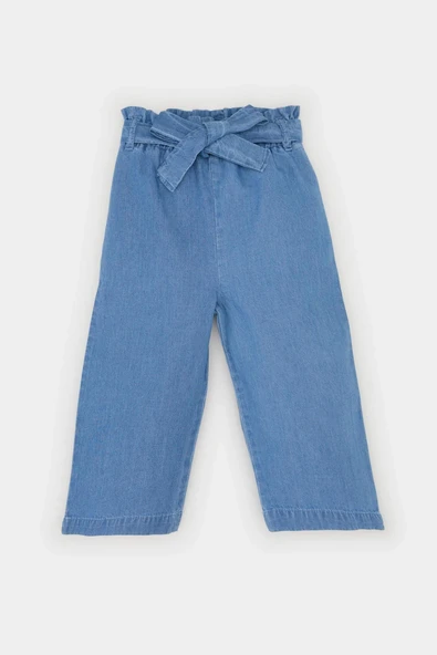 Defacto E2911 Mavi Kız Bebek Paperbag Düz Paça Jean Pantolon ürün görseli 1