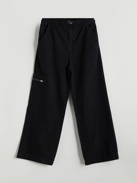 LCW Kids Siyah Beli Lastikli Kız Çocuk Jean Pantolon ürün görseli 1