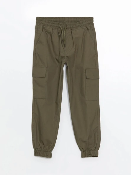 LCW Kids HAKİ Beli Lastikli Erkek Çocuk Kargo Jogger Pantolon ürün görseli 1