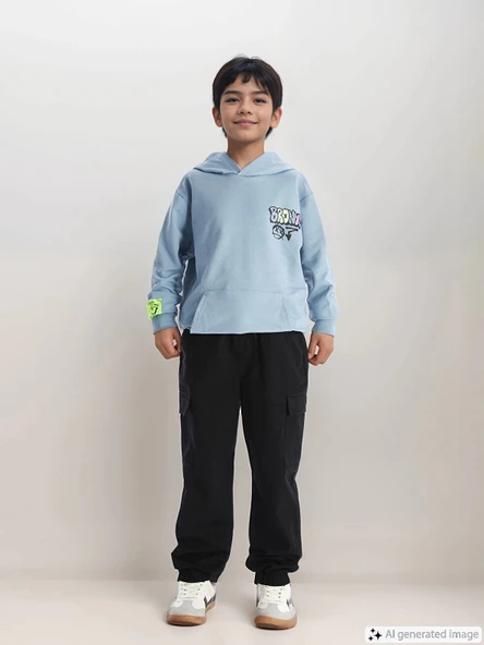 LCW Kids SİYAH Beli Lastikli Erkek Çocuk Kargo Jogger Pantolon ürün görseli 1