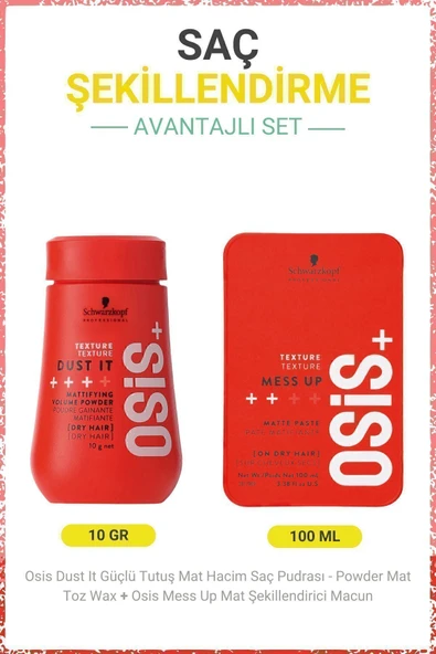 Osis Dust It Güçlü Tutuş Mat Hacim Saç Pudrası 10g + Mess Up Mat Şekillendirici Macun 100ml ürün görseli 1