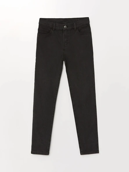 LCW Kids SİYAH Beli Ayarlanabilir Lastikli Erkek Çocuk Jean Pantolon ürün görseli 1