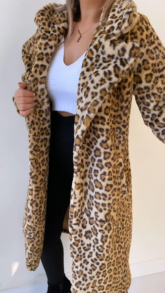 Uzun Leopar Suni Kürk Camel - Resim 2