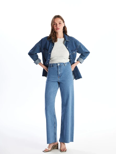 LCW Jeans Indigo Wideleg Kadın Jean Pantolon ürün görseli 1