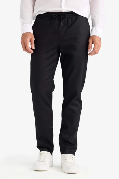Defacto B4091 Siyah Yazlık Jogger Pantolon Basic Düz Cepli Dar Paça ürün görseli 1