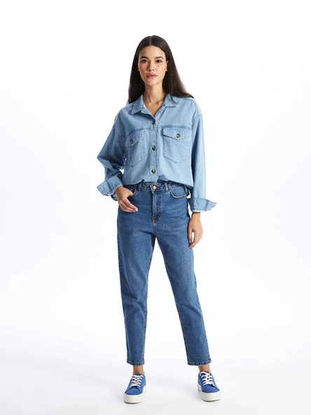 LCW Jeans Indigo Slim Mom Kadın Jean Pantolon ürün görseli 1