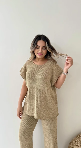 Salaş Kırçıllı Triko Takım Camel - Resim 8