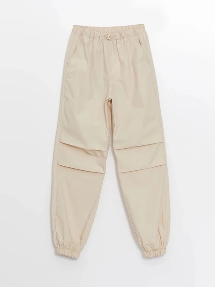LCW Kids BEJ Beli Lastikli Kız Çocuk Jogger Pantolon ürün görseli 1
