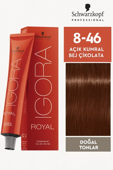 Igora Royal 8-46 Açık Kumral-bej Çikolata Yeni Ambalaj Kırmızı Kutuda ürün görseli 1