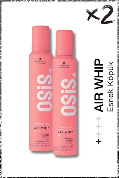 Osis Air Whip Hacim Ve Tutuş Sağlayan Esnek Köpük 200ml x 2 Adet  Nemli Saç Hissi, Isı Koruma ürün görseli 1