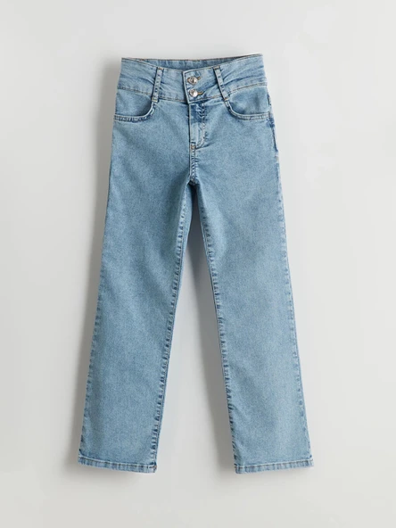 LCW Kids Mavi Beli Ayarlanabilir Lastikli Kız Çocuk Jean Pantolon ürün görseli 1