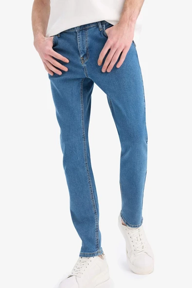 Defacto E7024 Mavi Sergio Regular Fit Normal Kalıp Normal Bel Boru Paça Jean Pantolon ürün görseli 1