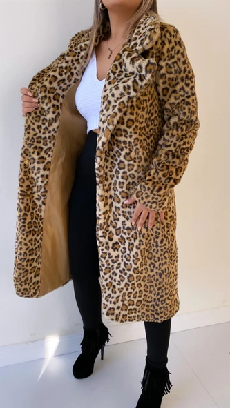 Uzun Leopar Suni Kürk Camel - Resim 6