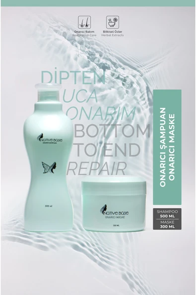 Native Base Nativebase Onarıcı Şampuan 500 Ml + Onarıcı Maske 300 Ml ürün görseli 1