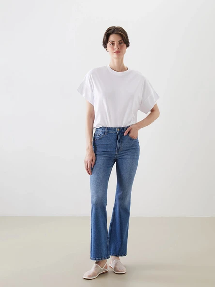 LCW Jeans Indigo Mars Flare Kadın Jean Pantolon ürün görseli 1