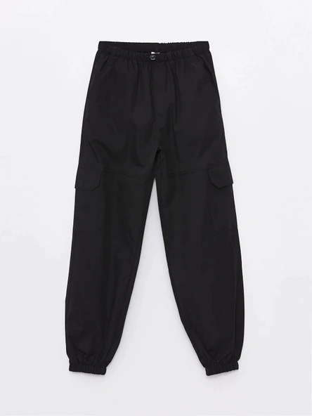 LCW Kids Siyah Beli Lastikli Kız Çocuk Kargo Jogger Pantolon ürün görseli 1
