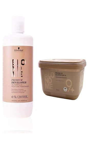 BLONDME Orıjınal Yeni Blondme Blond Me Açıcı Premium Lightener 9+ Advanced Netralisation 450gr + 20 voL ürün görseli 1