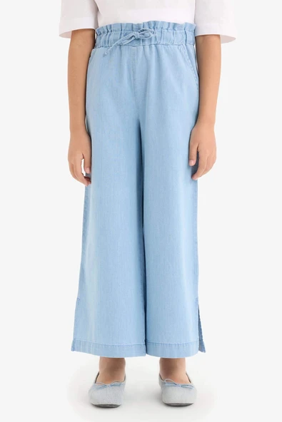 Defacto D7102 Mavi Kız Çocuk Culotte Geniş Paça Jean Pantolon ürün görseli 1