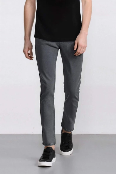 Defacto E7440 Gri Pedro Slim Fit Dar Kalıp Normal Bel Dar Paça Jean Pantolon ürün görseli 1