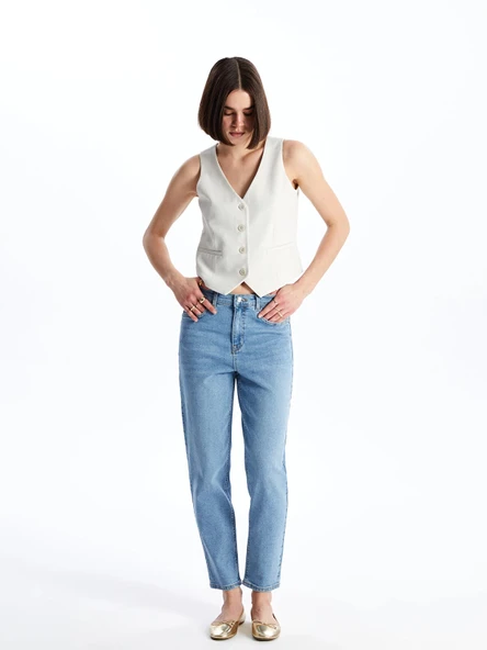 LCW Jeans Indigo Mom Fit Kadın Jean Pantolon ürün görseli 1
