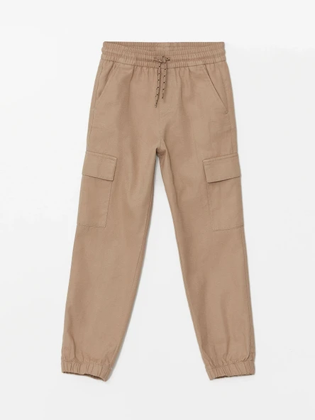 LCW Kids Bej Beli Lastikli Erkek Çocuk Kargo Jogger Pantolon ürün görseli 1