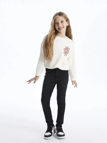 LCW Kids SİYAH Skinny Fit Kız Çocuk Jean Pantolon ürün görseli 1