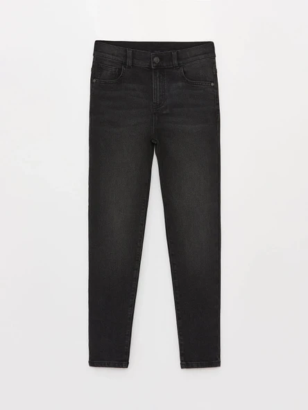 LCW Kids SİYAH Beli Ayarlanabilir Lastikli Erkek Çocuk Jean Pantolon ürün görseli 1