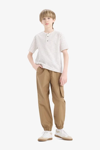 Defacto E5036 Kahve Erkek Çocuk Kargo Jogger Standart Paça Paraşüt Pantolon ürün görseli 1
