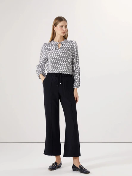 LCWAIKIKI Classic Siyah Beli Lastikli Kadın Pantolon ürün görseli 1