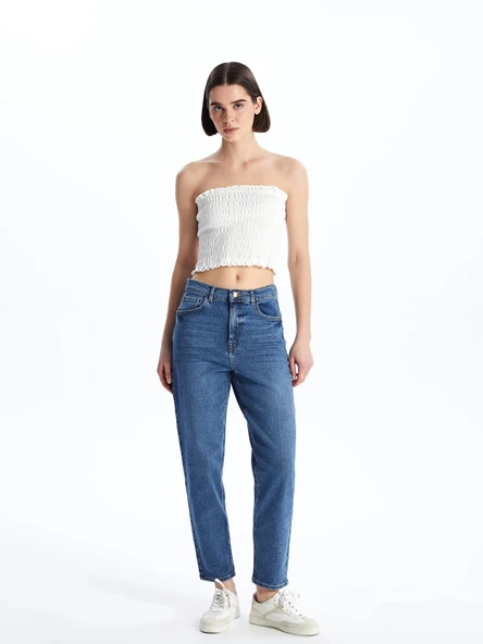 LCW Jeans Indigo Mom Fit Kadın Jean Pantolon ürün görseli 1