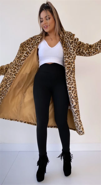 Uzun Leopar Suni Kürk Camel - Resim 3