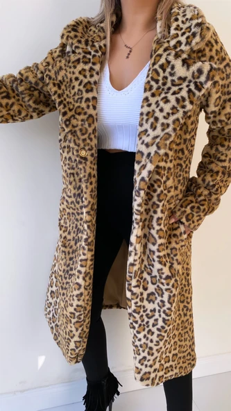 Uzun Leopar Suni Kürk Camel - Resim 7