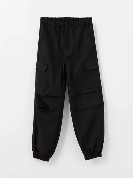 LCW Kids Siyah Beli Lastikli Kız Çocuk Kargo Jogger Pantolon ürün görseli 1