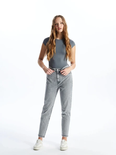 LCW Jeans GRİ Mom Fit Kadın Jean Pantolon ürün görseli 1