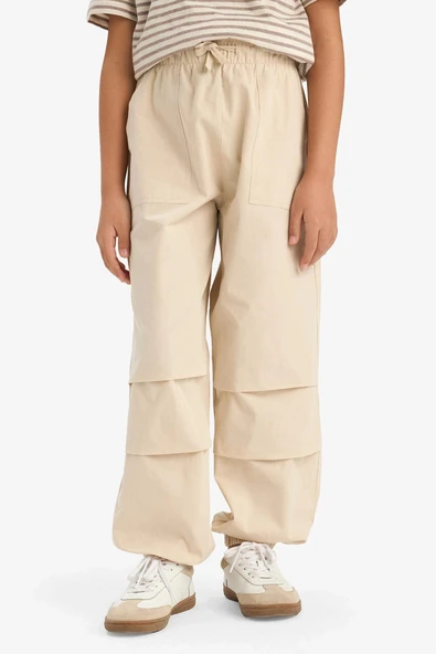 Defacto E0160 Bej Kız Çocuk Paraşüt Jogger Paça Pantolon ürün görseli 1