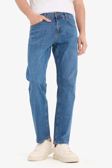 Defacto A6948 Mavi Sergio Regular Fit Normal Bel Boru Paça Jean Pantolon ürün görseli 1