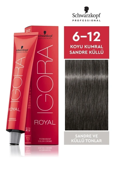 Igora Royal Küllü Tonlar 6-12 Koyu Kumral Sandre Küllü Saç Boyası 60ml ürün görseli 1