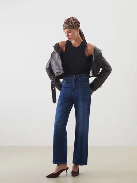 LCW Jeans Indigo Wideleg Kadın Jean Pantolon ürün görseli 1