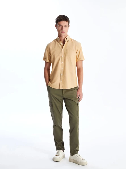 LCWAIKIKI Classic Haki Dar Kalıp Gabardin Erkek Chino Pantolon ürün görseli 1