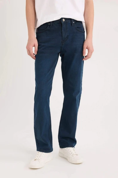Defacto W7086 İndigo Sergio Regular Fit Normal Kalıp Normal Bel Boru Paça Jean Pantolon ürün görseli 1