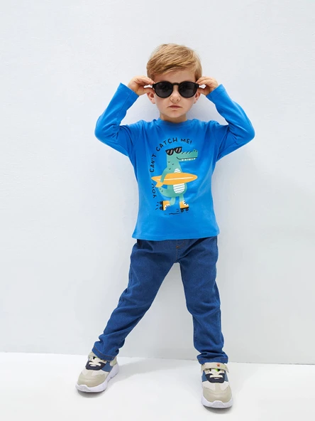 LCW Kids İNDİGO Beli Lastikli Basic Erkek Bebek Jean Pantolon ürün görseli 1