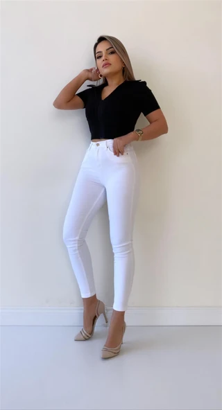 Toparlayıcı Skinny Jean Ekru ürün görseli 1