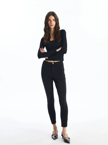 LCW Jeans Siyah Jüpiter Süper Skinny Fit Kadın Jean Pantolon ürün görseli 1