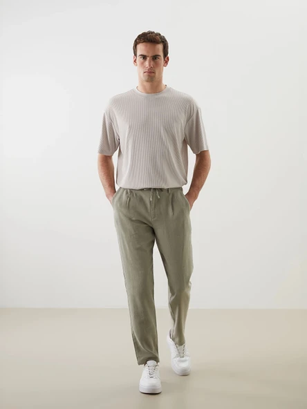 LCW Vision Yeşil Slim Fit Keten Karışımlı Erkek Pantolon ürün görseli 1