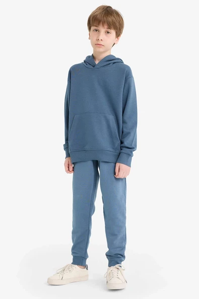 Defacto K8852 İndigo Erkek Çocuk Beli Lastikli Okul Jogger Eşofman Altı ürün görseli 1