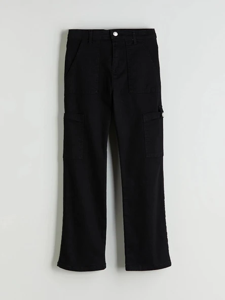 LCW Kids Siyah Slim Fit Kız Çocuk Kargo Jean Pantolon ürün görseli 1