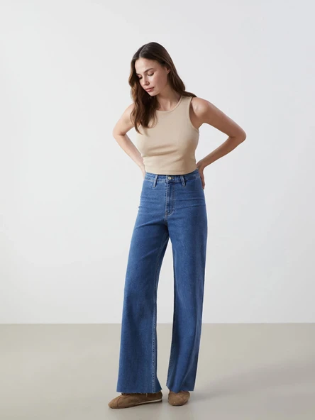 LCW Jeans Indigo Wideleg Kadın Jean Pantolon ürün görseli 1