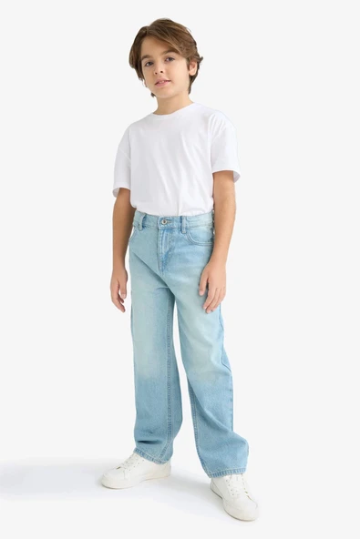 Defacto F0452A8NM28 Mavi Erkek Çocuk Wide Leg Geniş Paça Pantolon ürün görseli 1